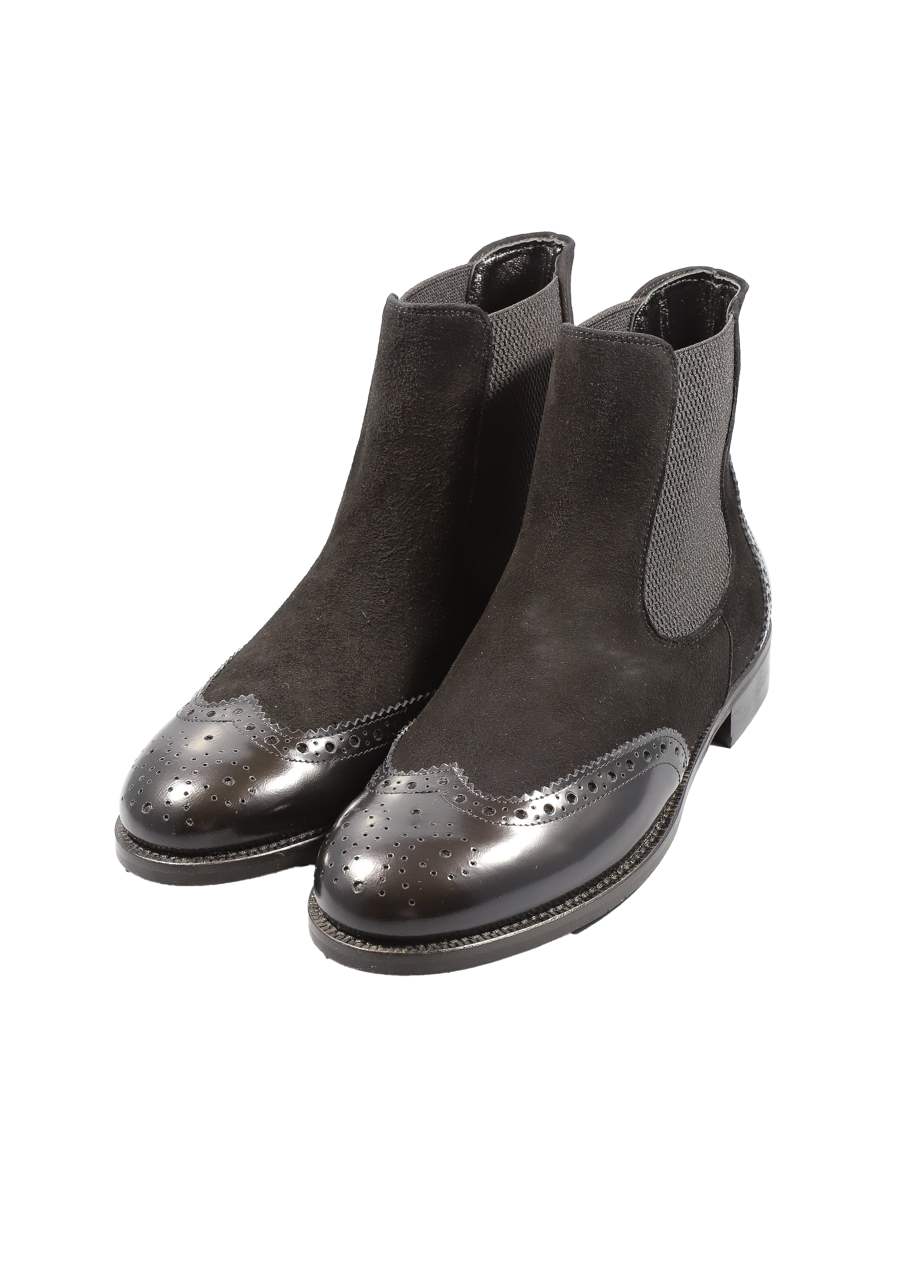 Original Italienische Stiefeletten Schwarz Wildleder Damen B616 – Bild 2