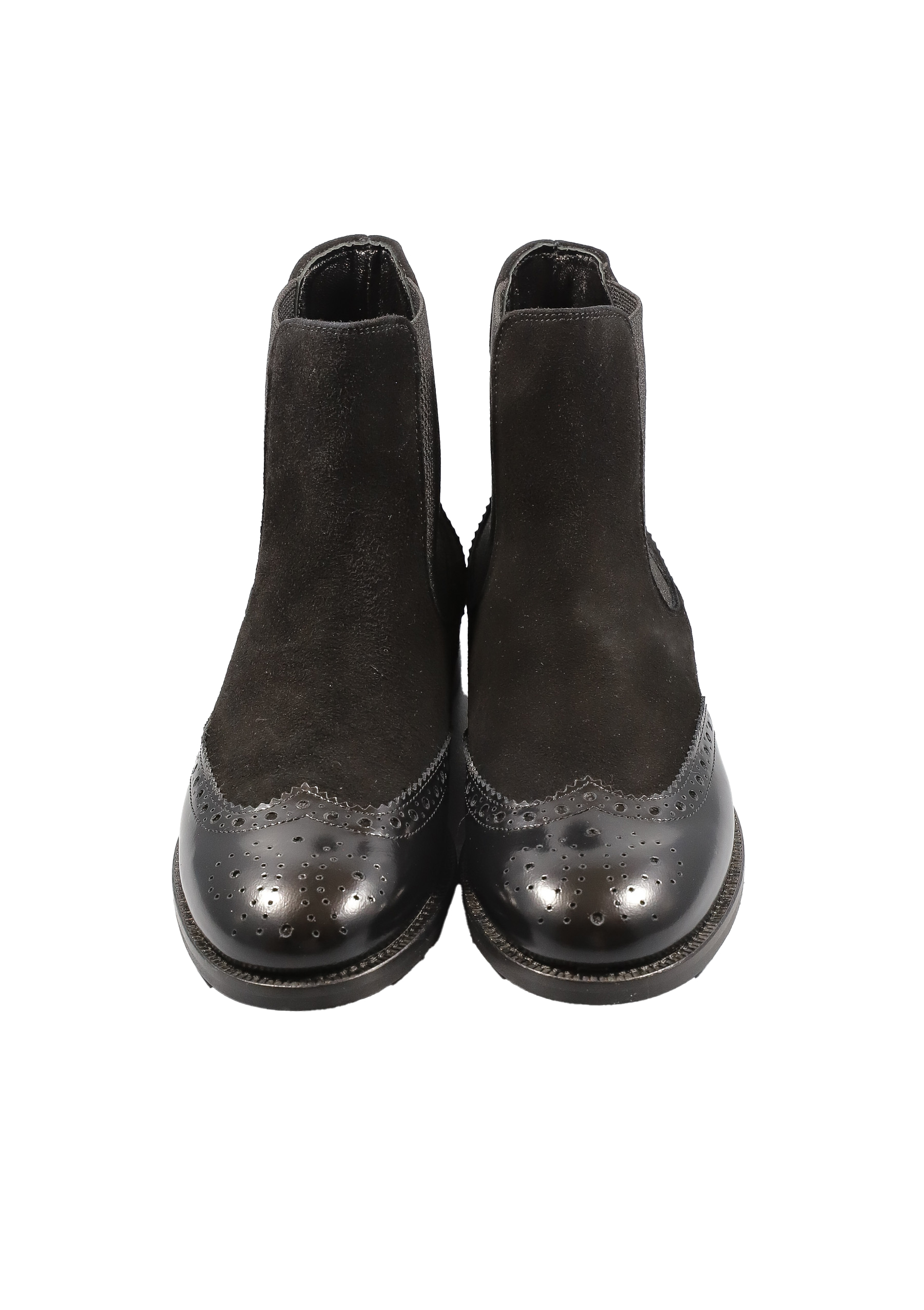 Original Italienische Stiefeletten Schwarz Wildleder Damen B616 – Bild 3