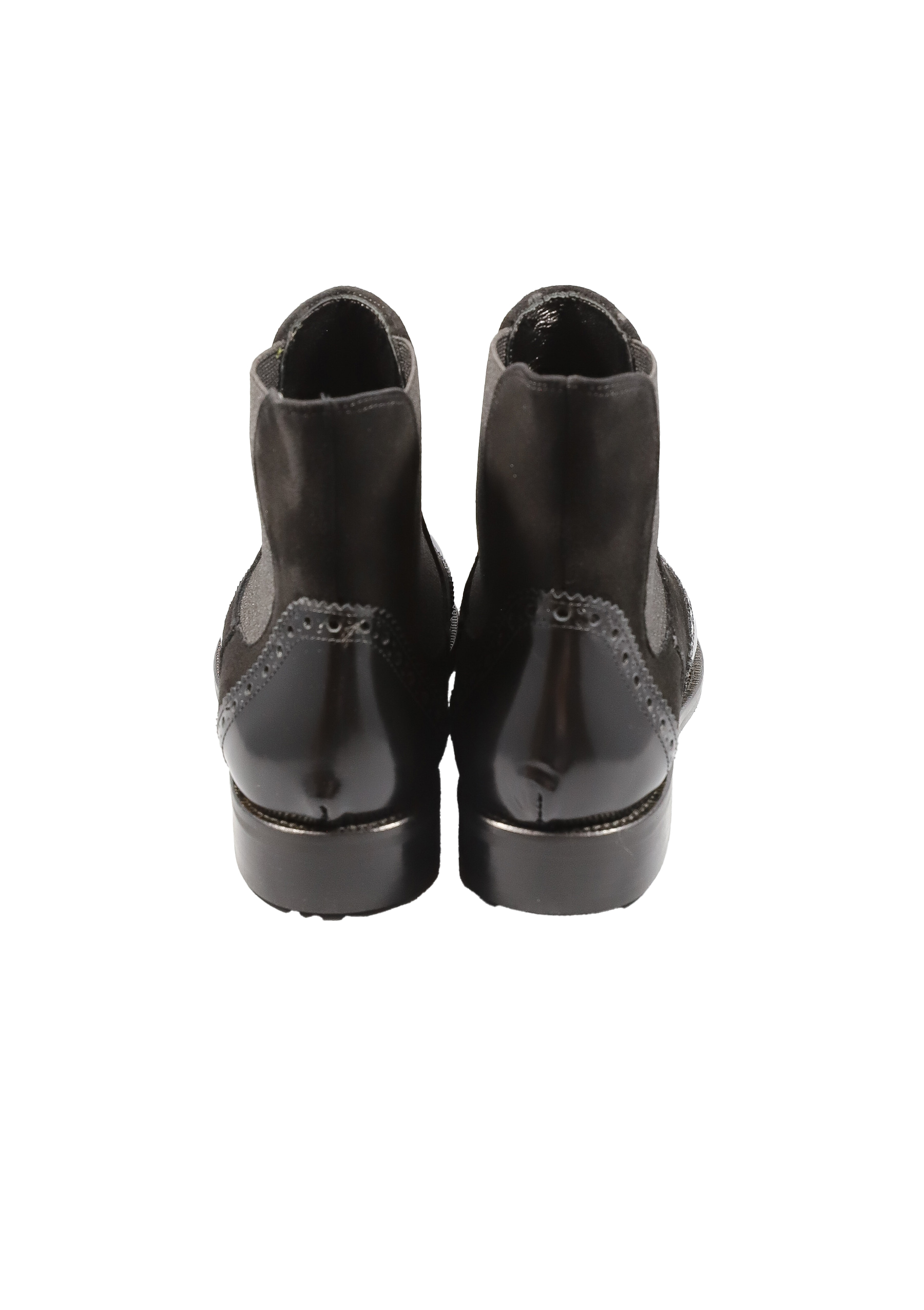 Original Italienische Stiefeletten Schwarz Wildleder Damen B616 – Bild 4