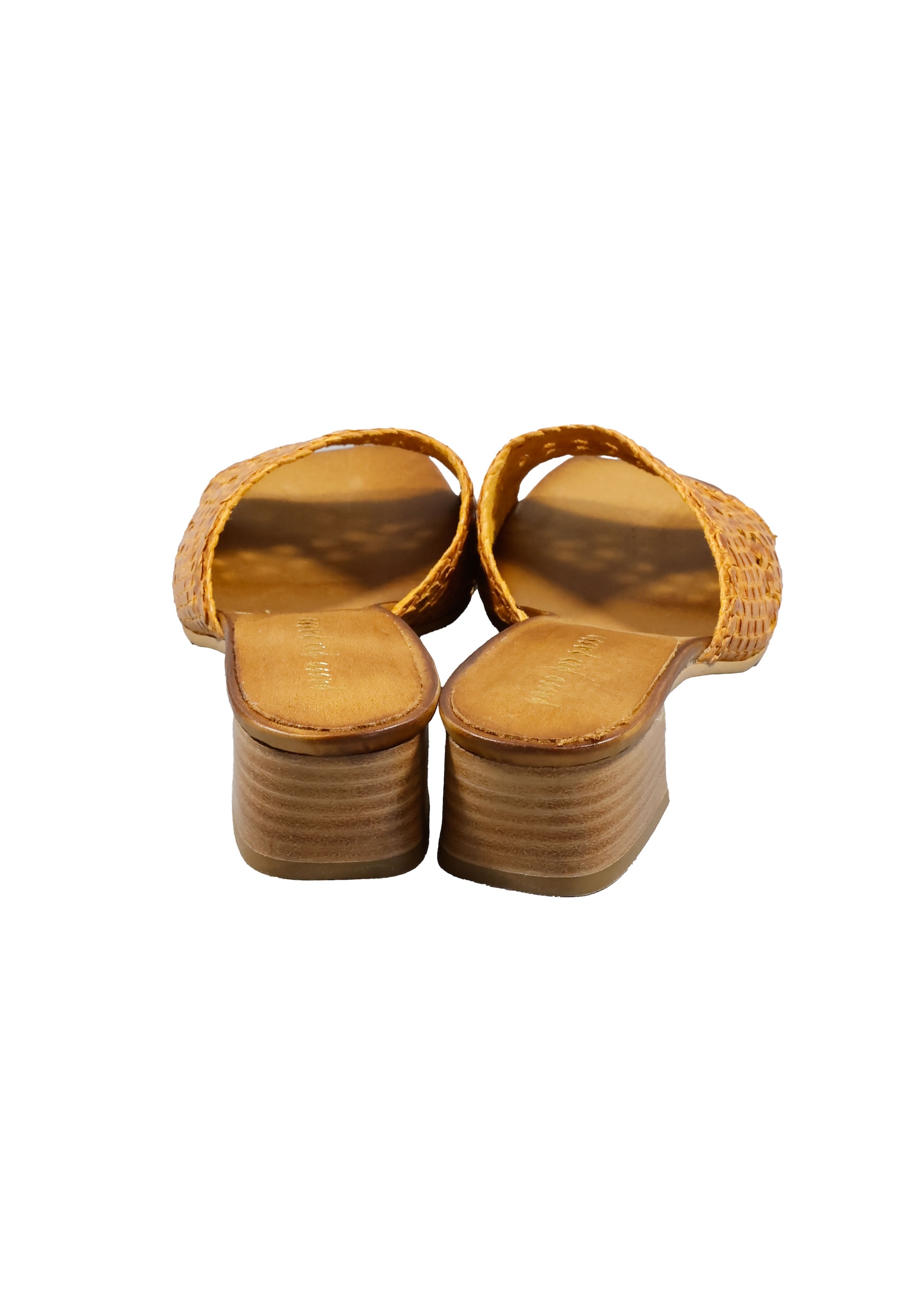 Original Italienische Sandalen Hellbraun Leder Damen B742 – Bild 4