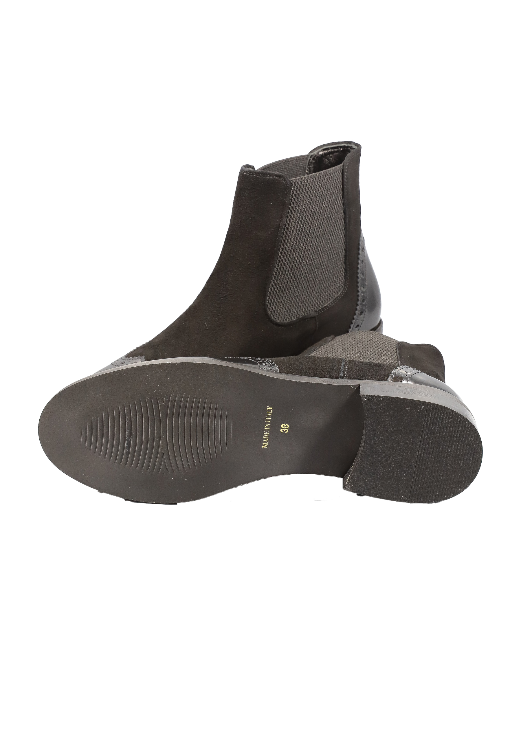 Original Italienische Stiefeletten Schwarz Wildleder Damen B616