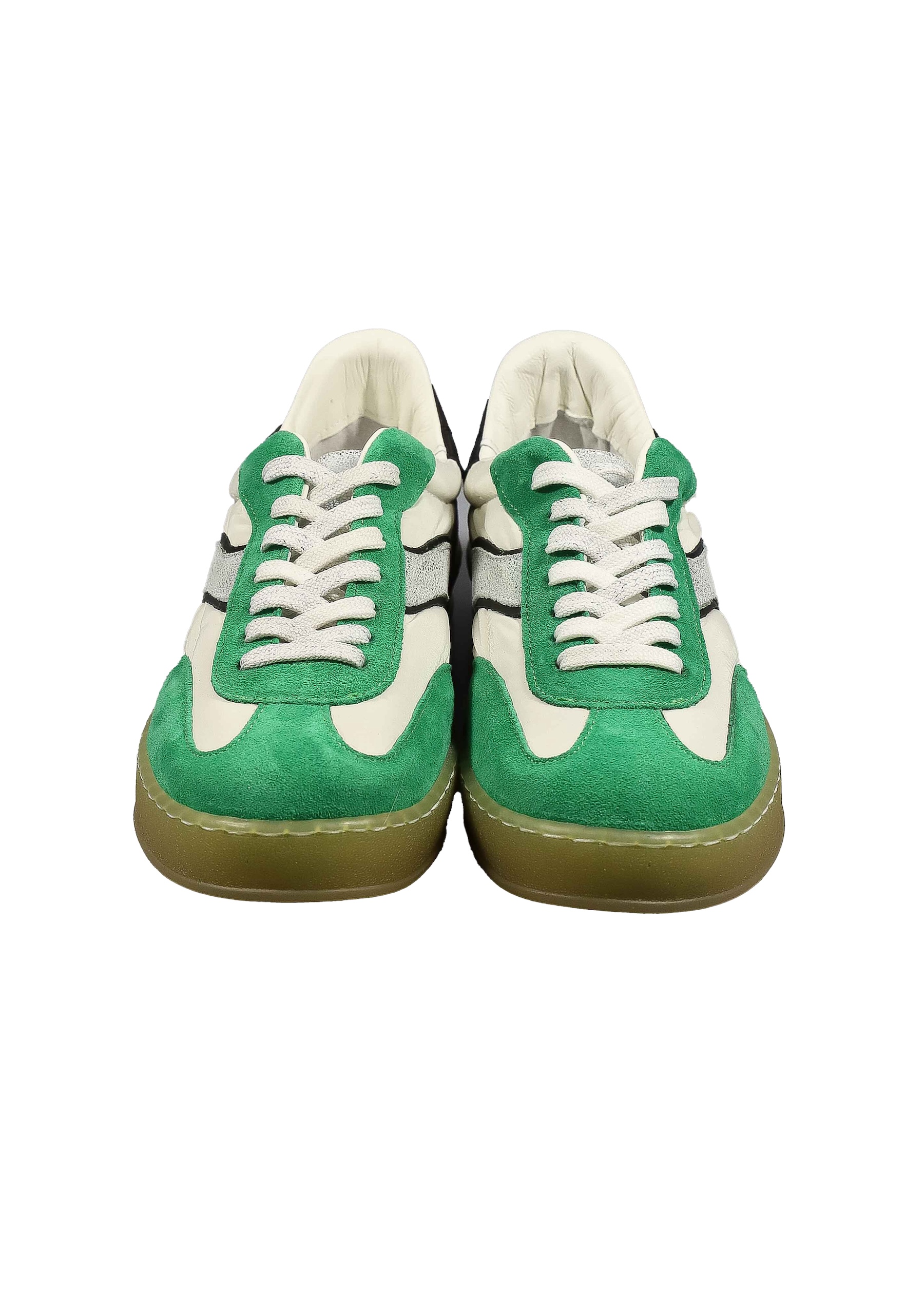 Original Italienische Sneakers Weiss / Grün Gemischt Damen B708 – Bild 4