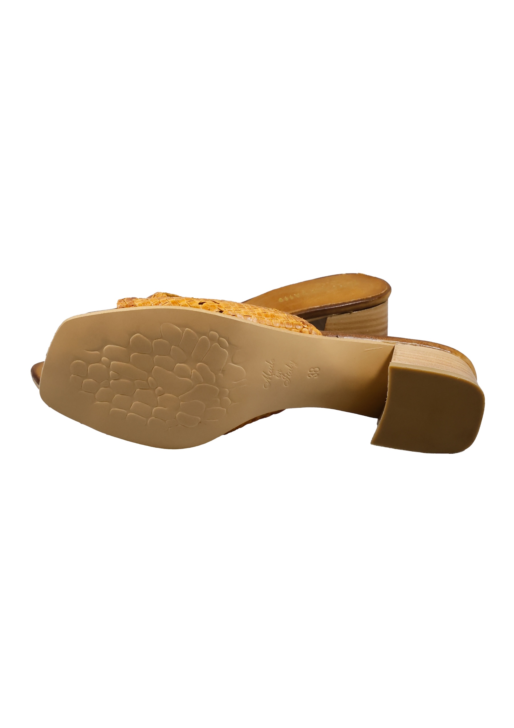 Original Italienische Sandalen Hellbraun Leder Damen B742 – Bild 5