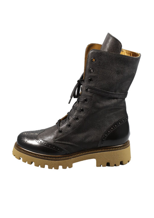 Original Italienische Stiefeletten Schwarz Leder Damen B629