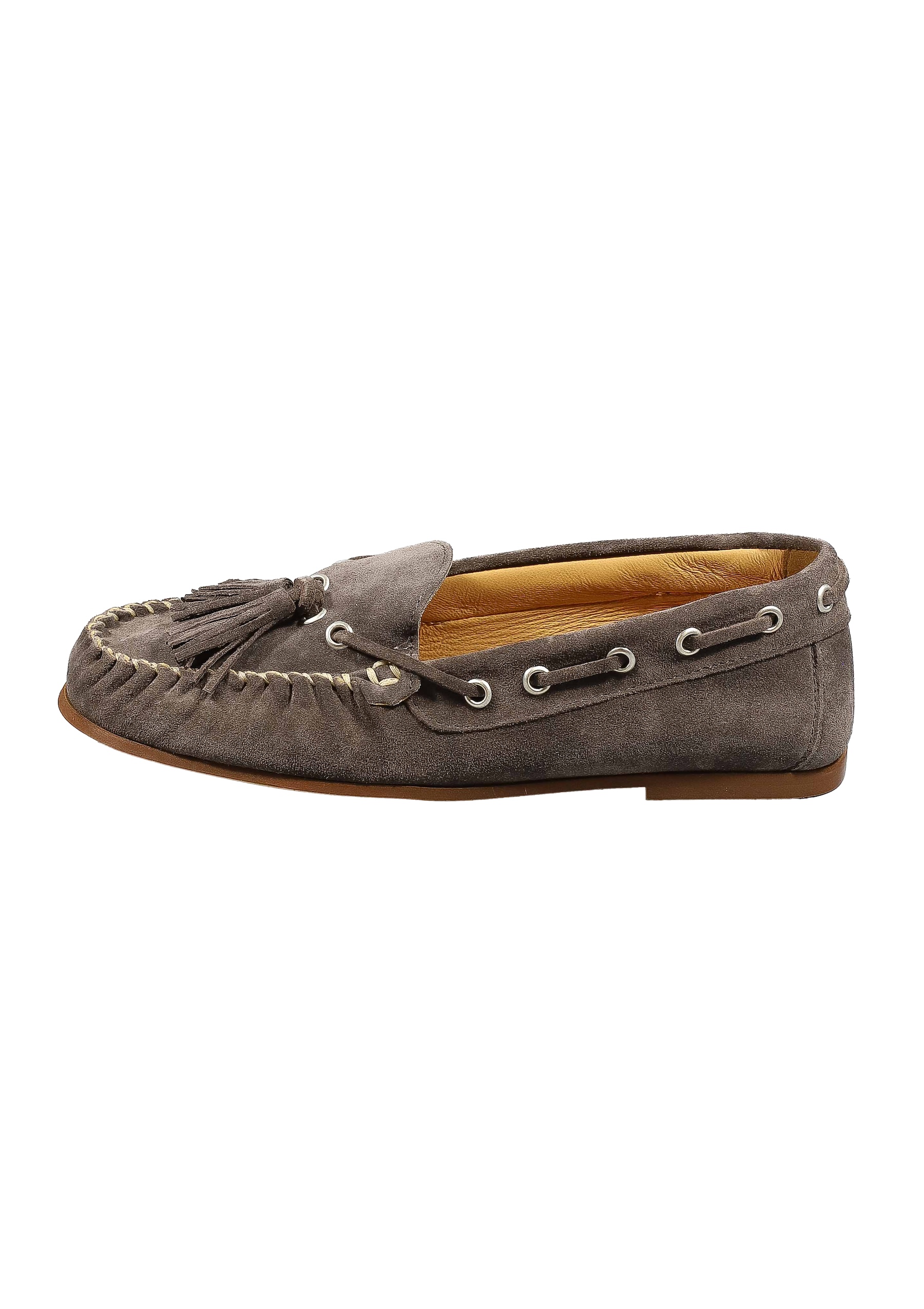 Original Italienische Mokassin Grau Leder Damen B705