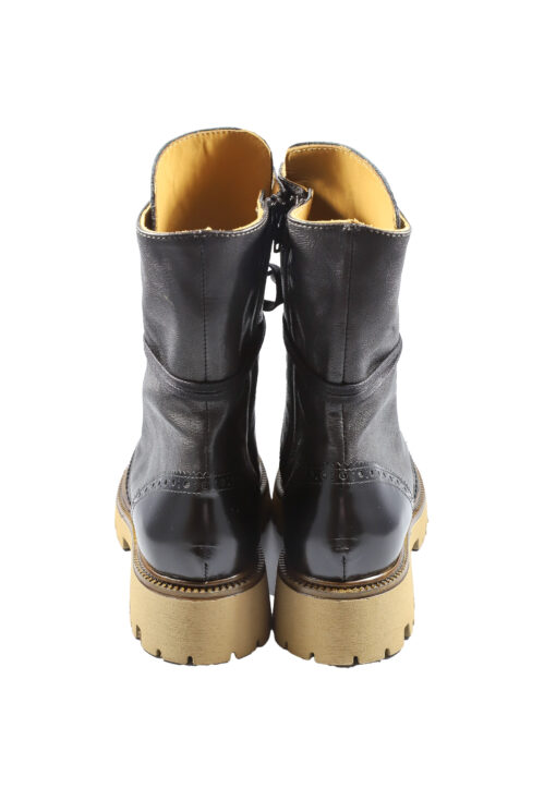 Original Italienische Stiefeletten Schwarz Leder Damen B629 – Bild 5