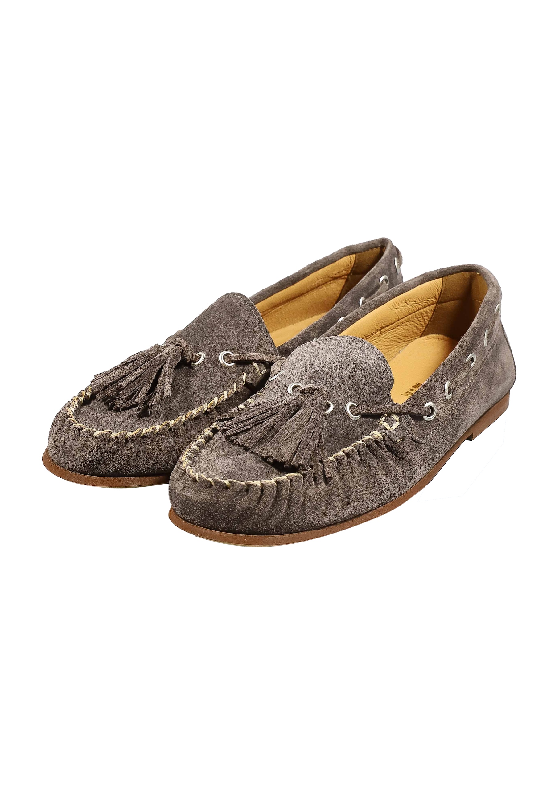 Original Italienische Mokassin Grau Leder Damen B705 – Bild 5