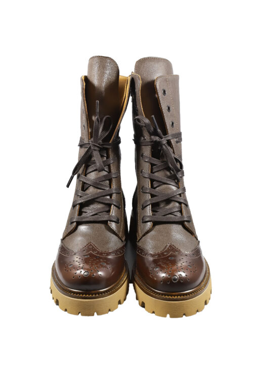 Original Italienische Stiefeletten Braun Leder Damen B631 – Bild 3