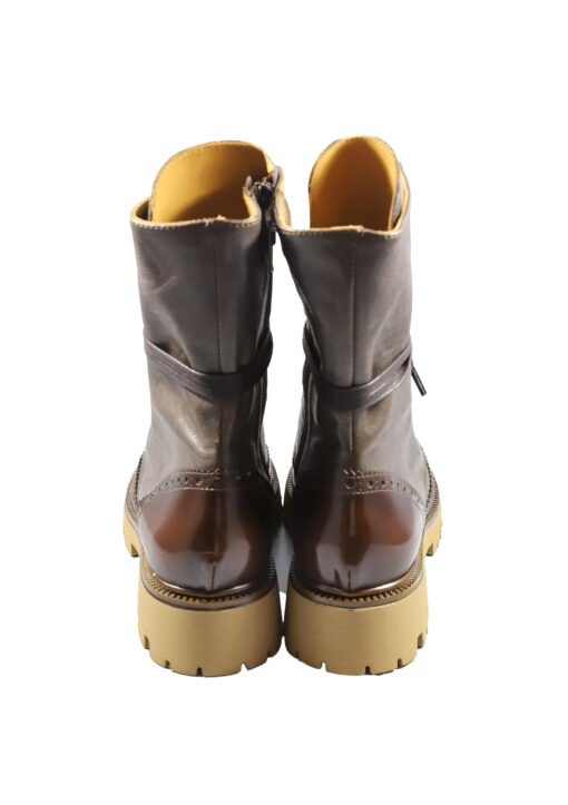 Original Italienische Stiefeletten Braun Leder Damen B631 – Bild 2