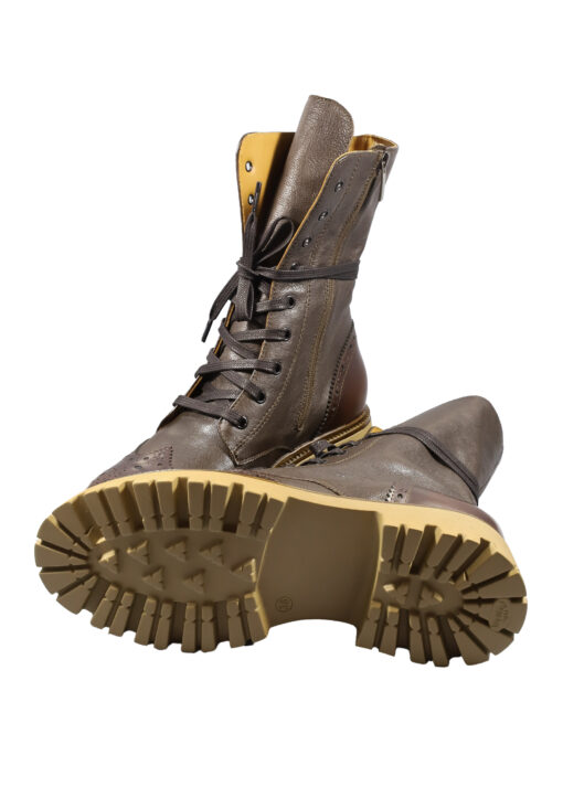 Original Italienische Stiefeletten Braun Leder Damen B631 – Bild 4
