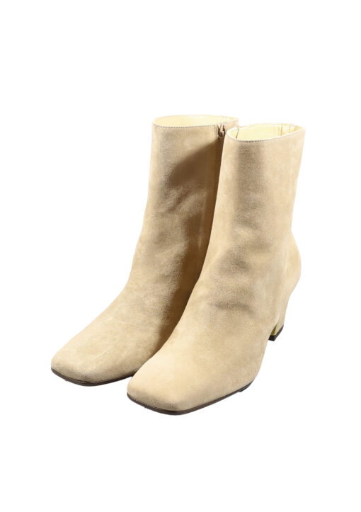 Original Italienische Stiefeletten Beige Wildleder Damen B603 – Bild 5