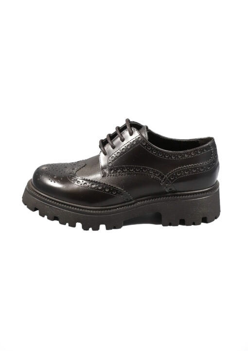 Original Italienische Cityschuhe Schwarz Leder Damen B625
