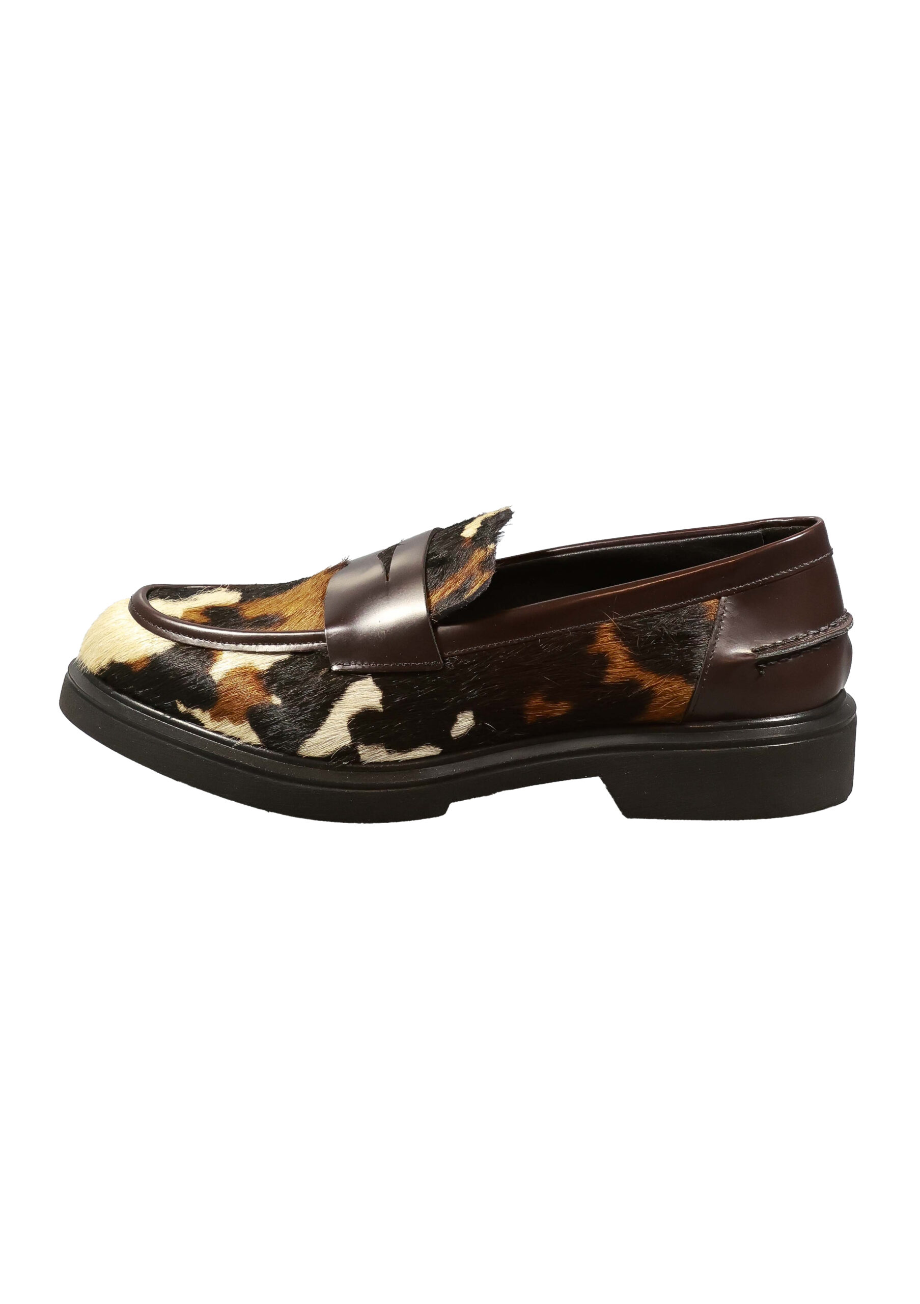 Original Italienische Loafers Mehrfarbig Leder Damen B754