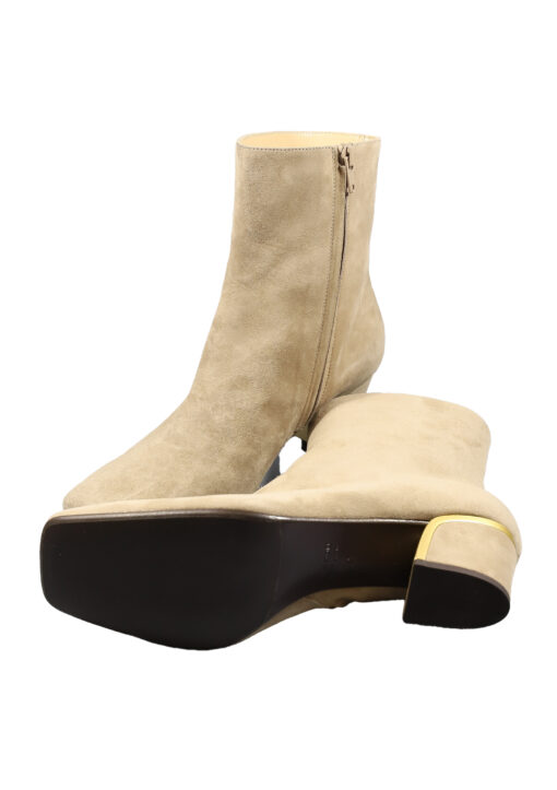 Original Italienische Stiefeletten Beige Wildleder Damen B603 – Bild 4