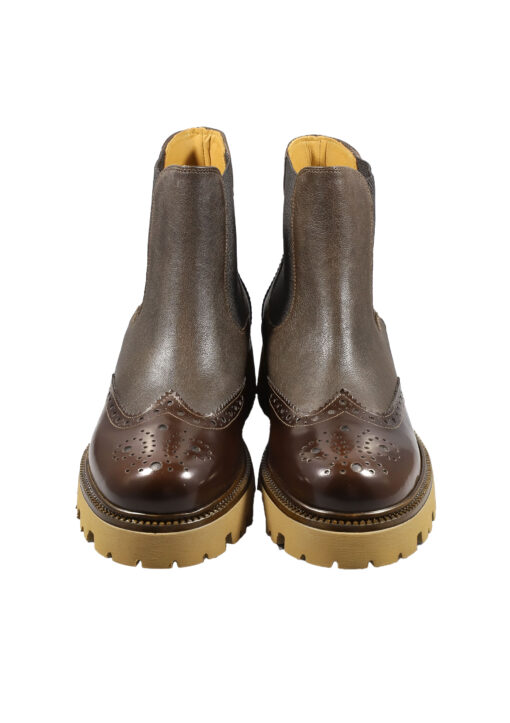 Original Italienische Stiefeletten Braun Leder Damen B619 – Bild 4