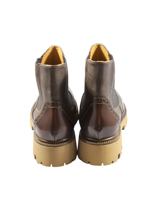 Original Italienische Stiefeletten Braun Leder Damen B619 – Bild 3