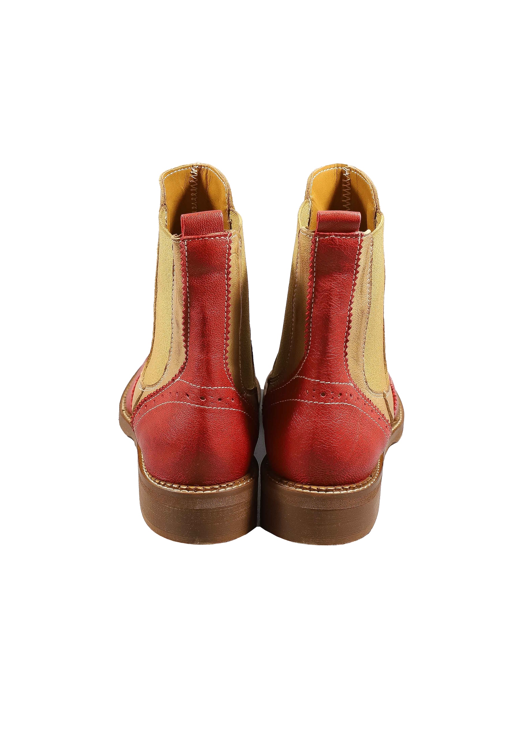 Original Italienische Stiefeletten Rot / Braun Leder Damen B712 – Bild 3