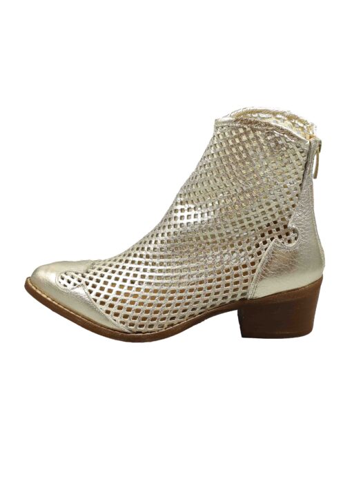 Original Italienische Stiefeletten Gold Leder Damen B724