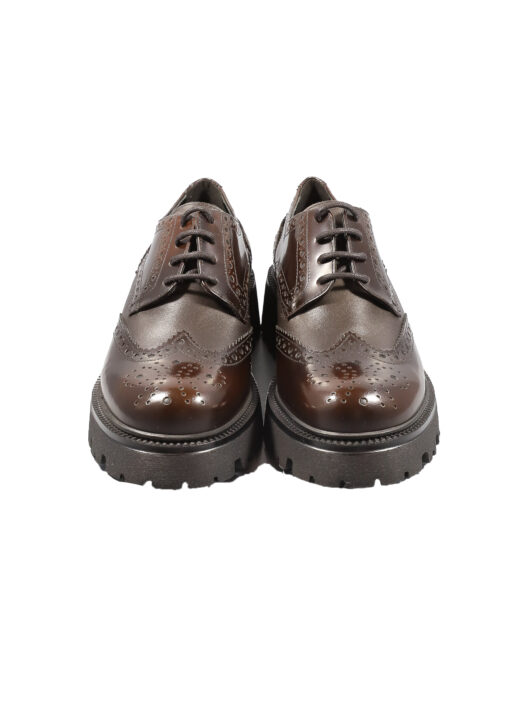Original Italienische Cityschuhe Braun Leder Damen B626 – Bild 3