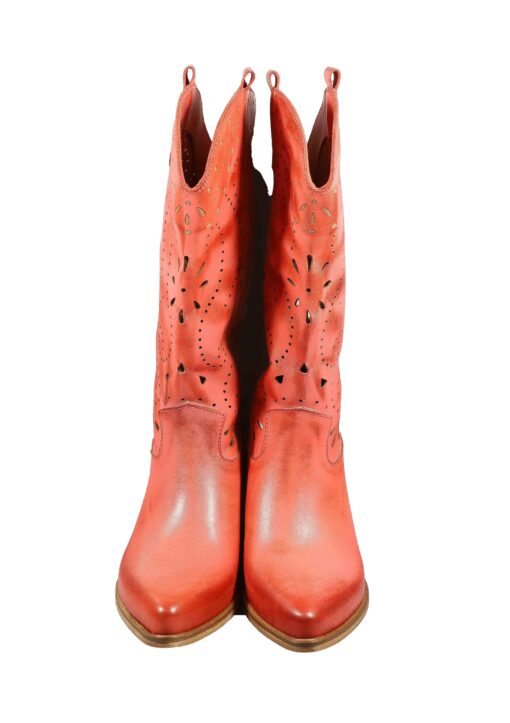 Alternative view of Original Italienische Stiefel Rot Leder Damen B714