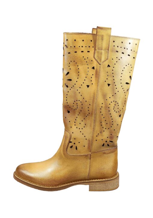 Original Italienische Stiefel Braun Leder Damen B716