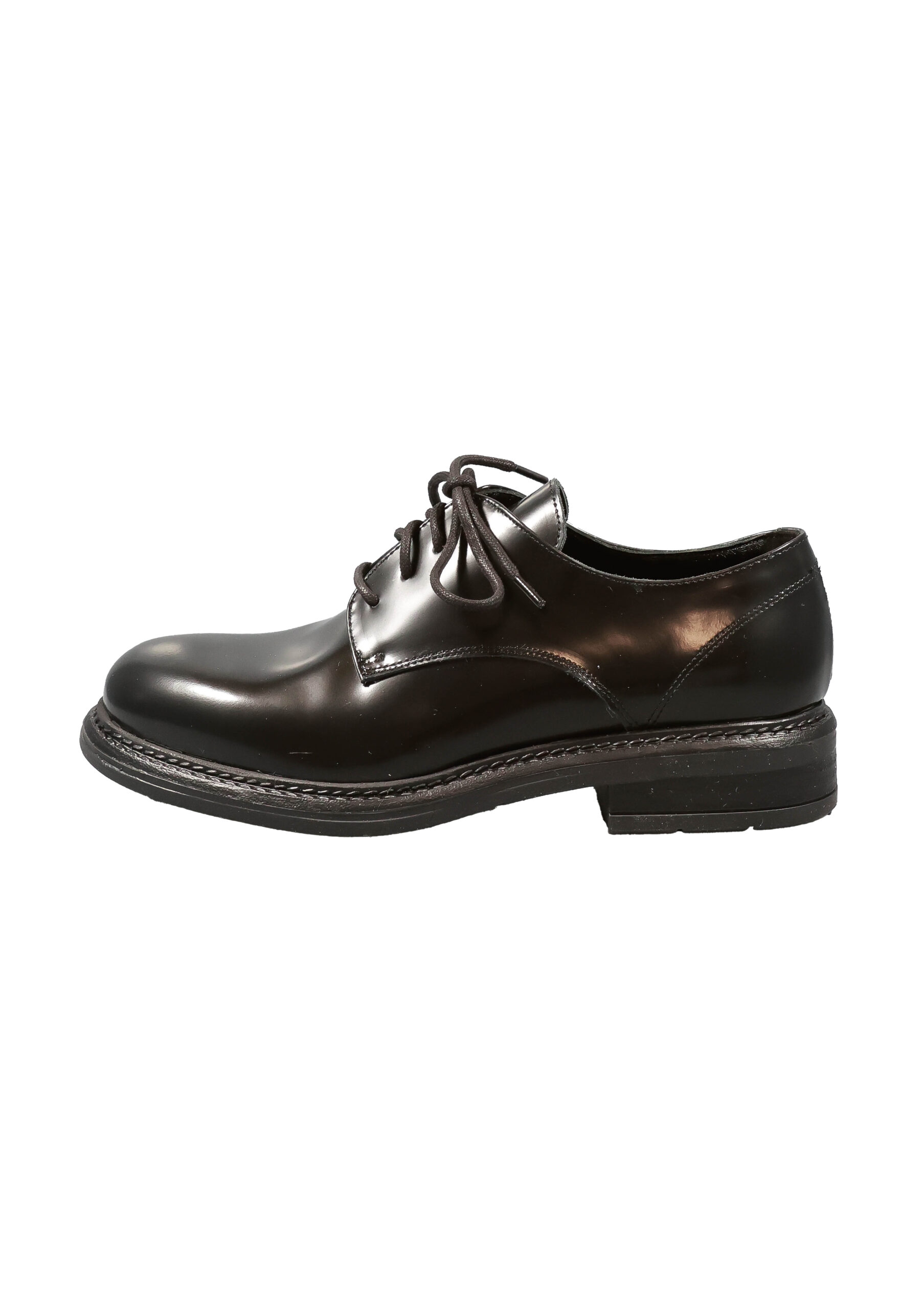 Original Italienische Schnürstiefel Schwarz Leder Damen B750