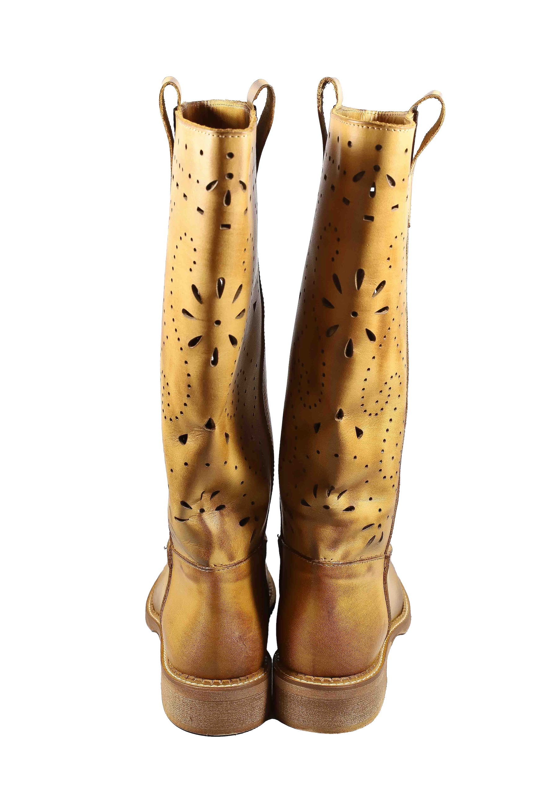Original Italienische Stiefel Braun Leder Damen B716 – Bild 3