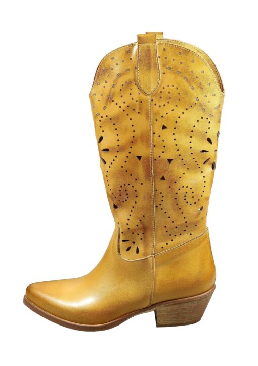 Original Italienische Stiefel Braun Leder Damen B715