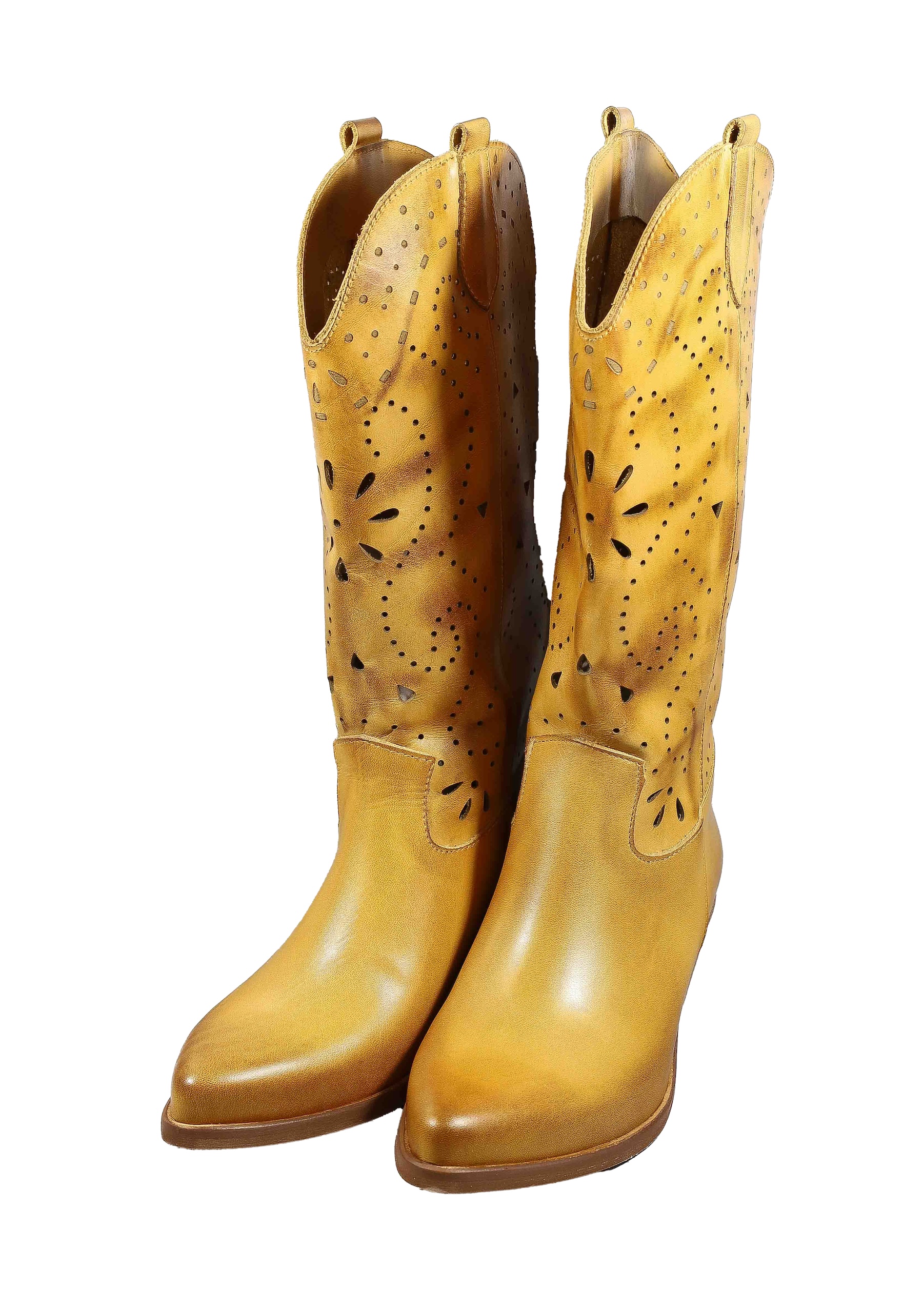 Original Italienische Stiefel Braun Leder Damen B715 – Bild 5