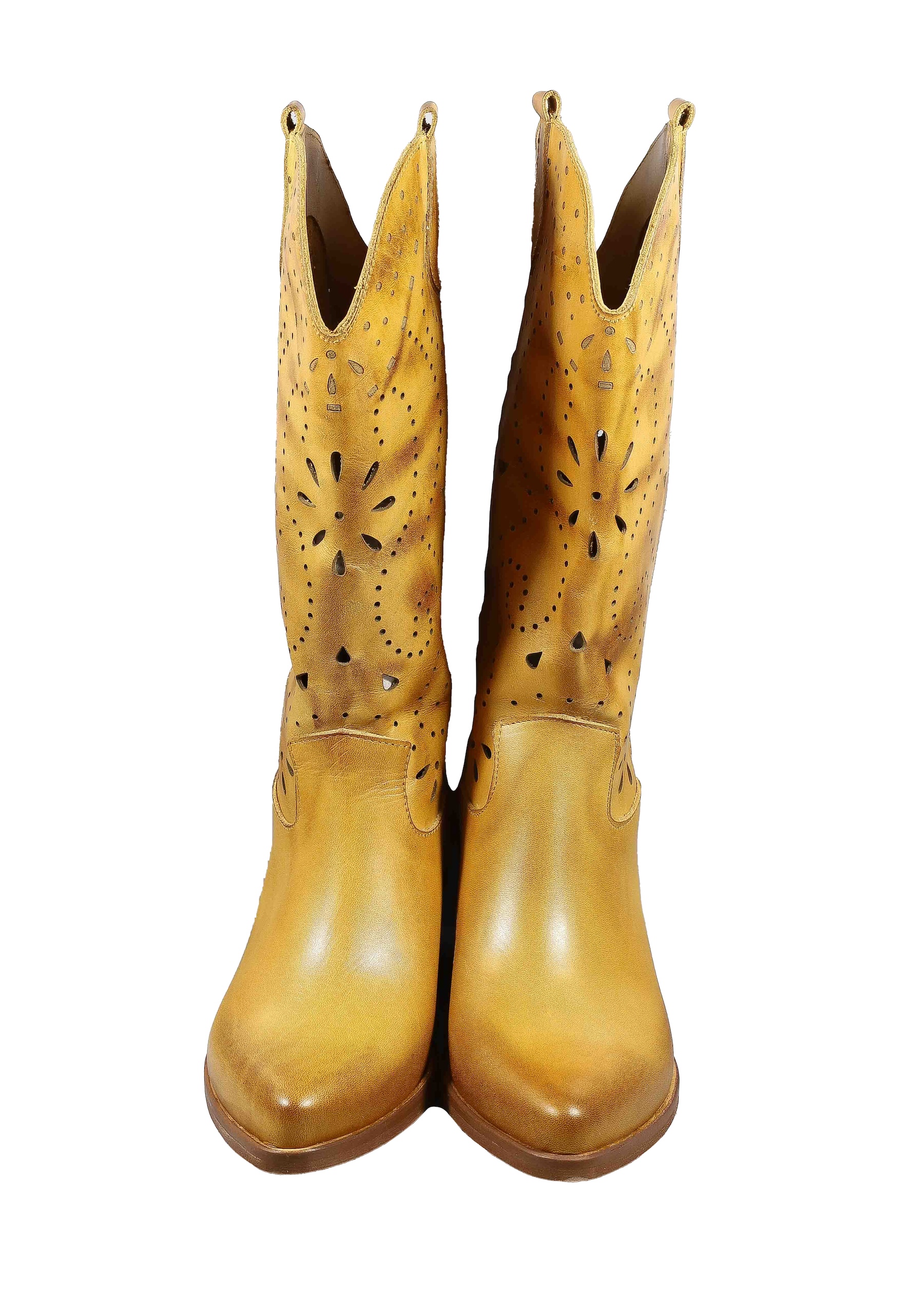 Original Italienische Stiefel Braun Leder Damen B715 – Bild 3
