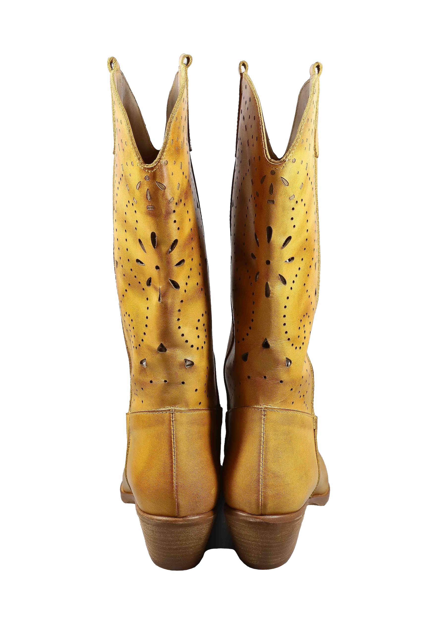 Original Italienische Stiefel Braun Leder Damen B715 – Bild 4