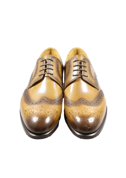 Original Italienische Elegante Schuhe Braun Leder Herren A615 – Bild 4