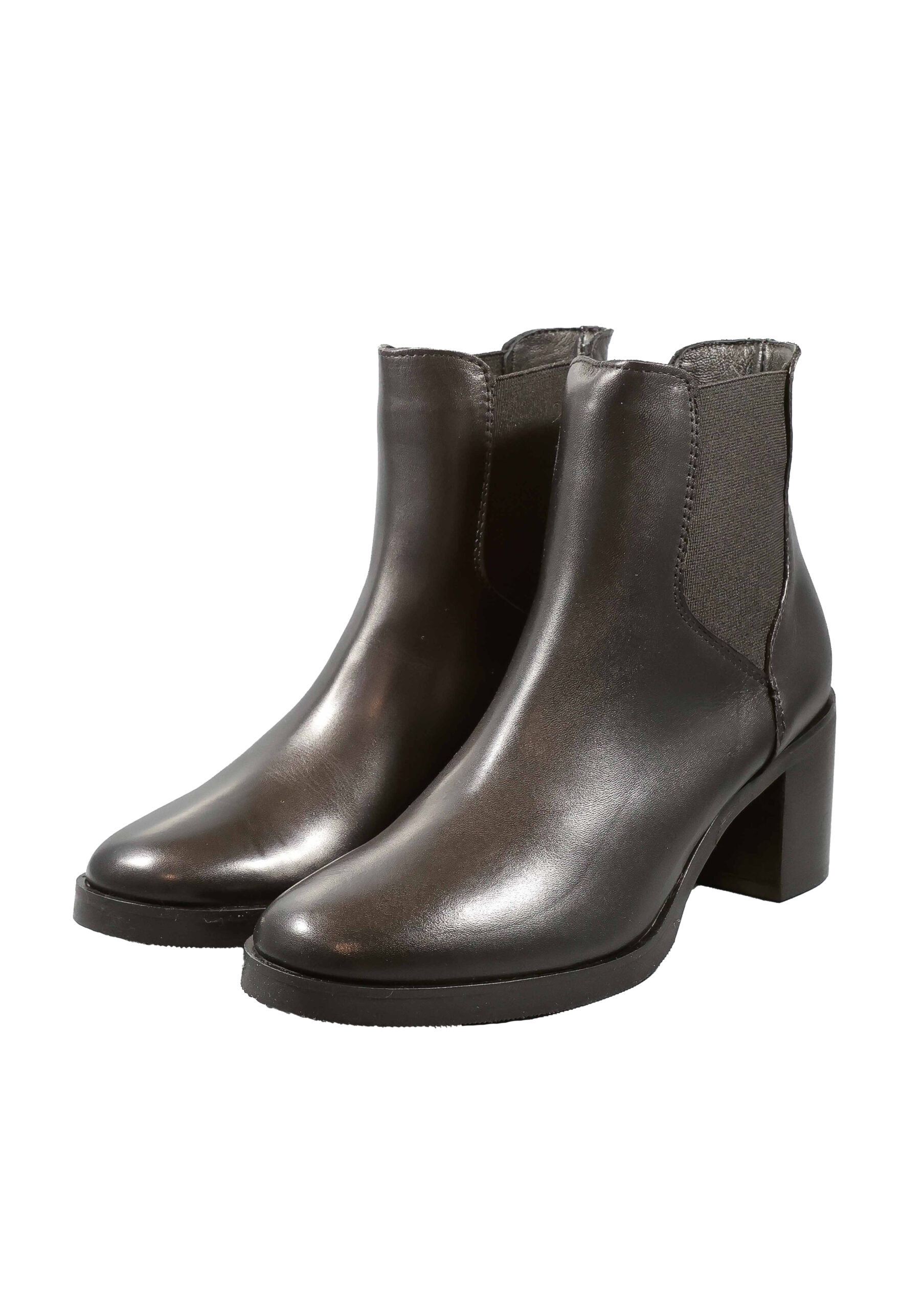Original Italienische Stiefeletten Schwarz Leder Damen B764 – Bild 3