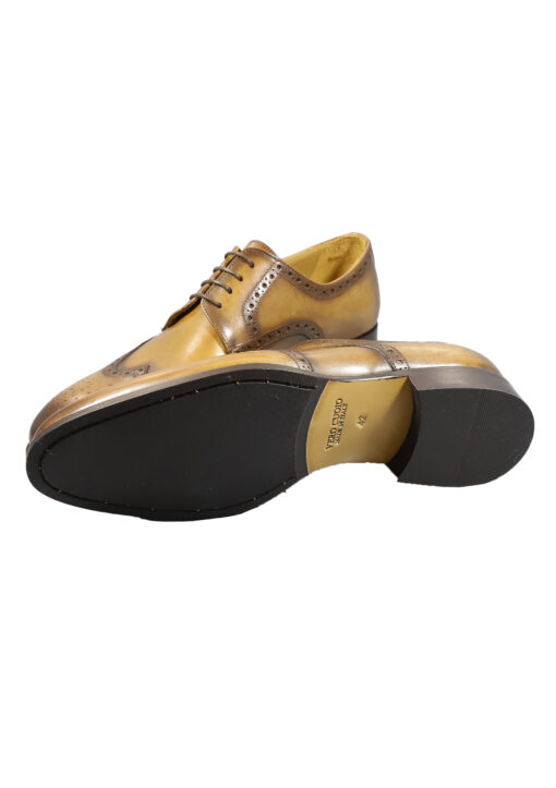Original Italienische Elegante Schuhe Braun Leder Herren A615 – Bild 5