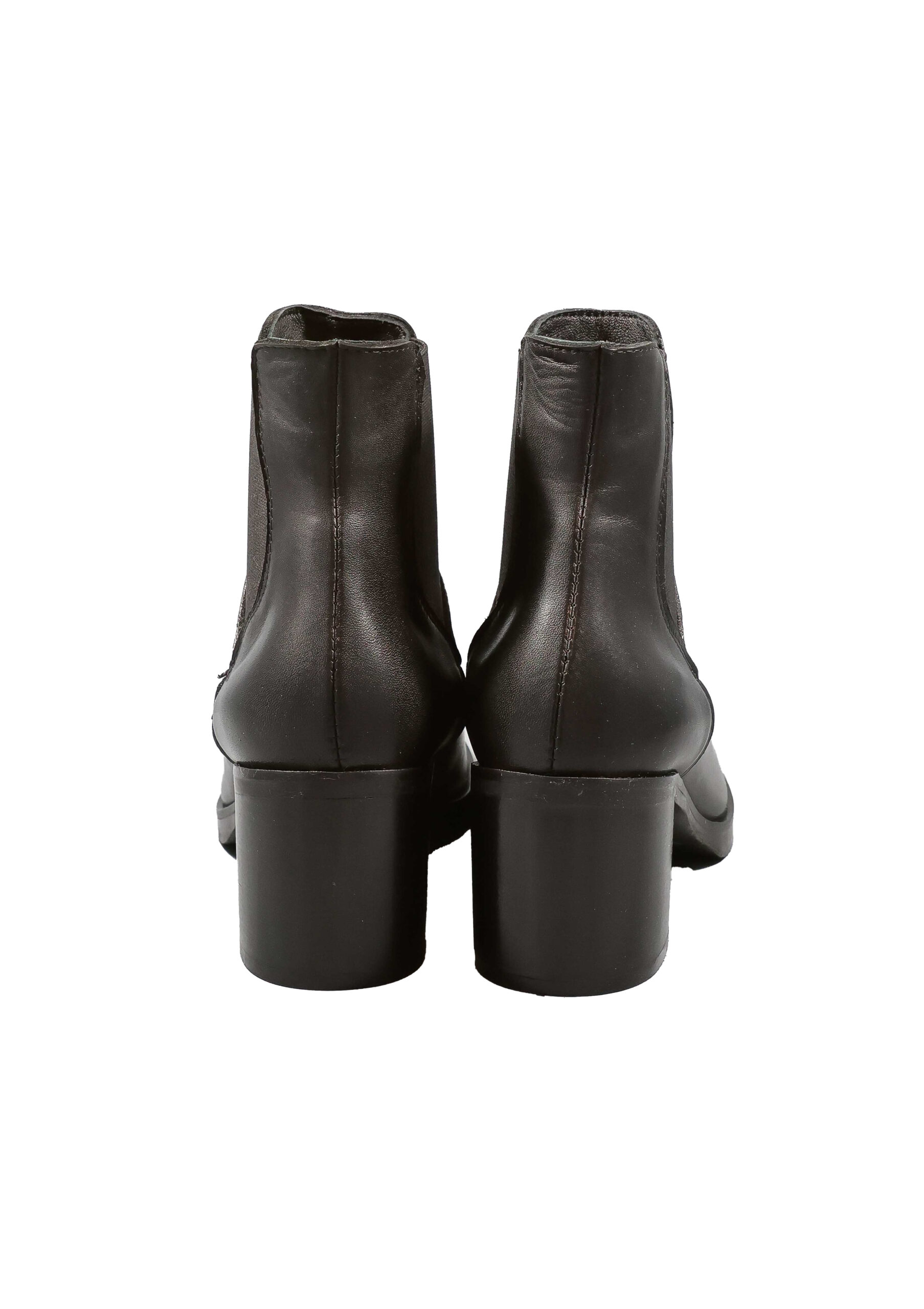 Original Italienische Stiefeletten Schwarz Leder Damen B764 – Bild 4