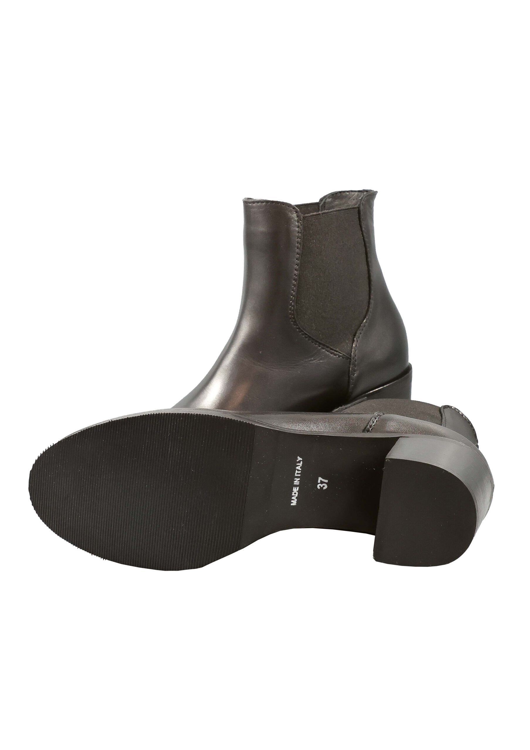 Original Italienische Stiefeletten Schwarz Leder Damen B764 – Bild 5