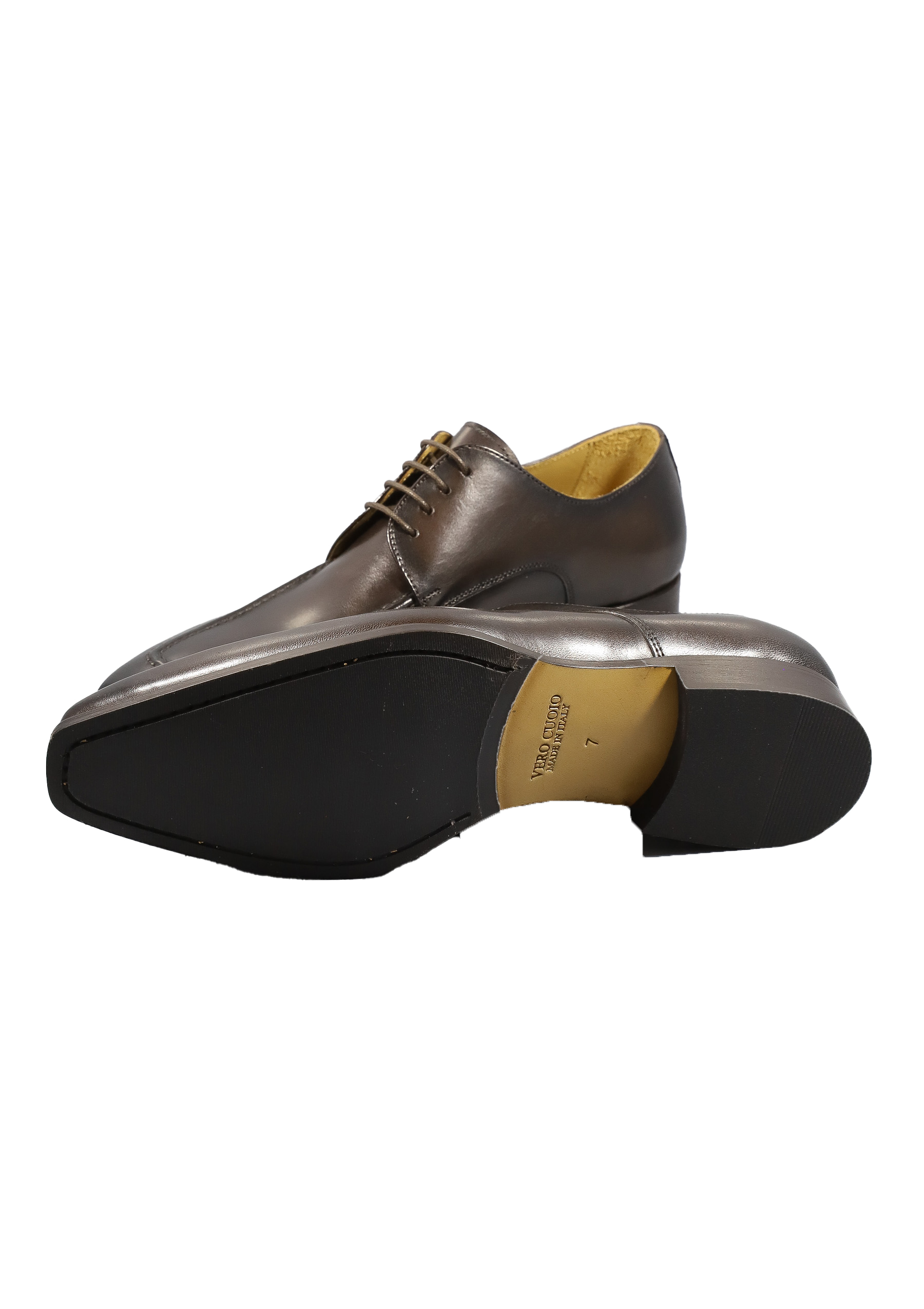 Original Italienische Elegante Schuhe Braun Leder Herren A613 – Bild 5