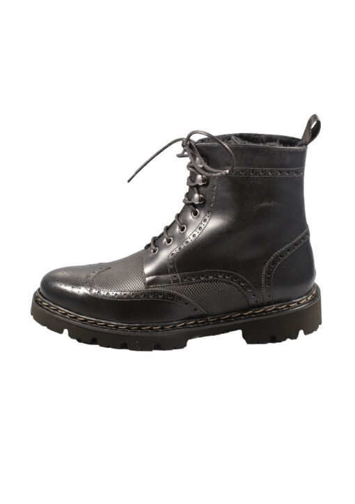 Original Italienische Stiefeletten Schwarz Leder Herren A612