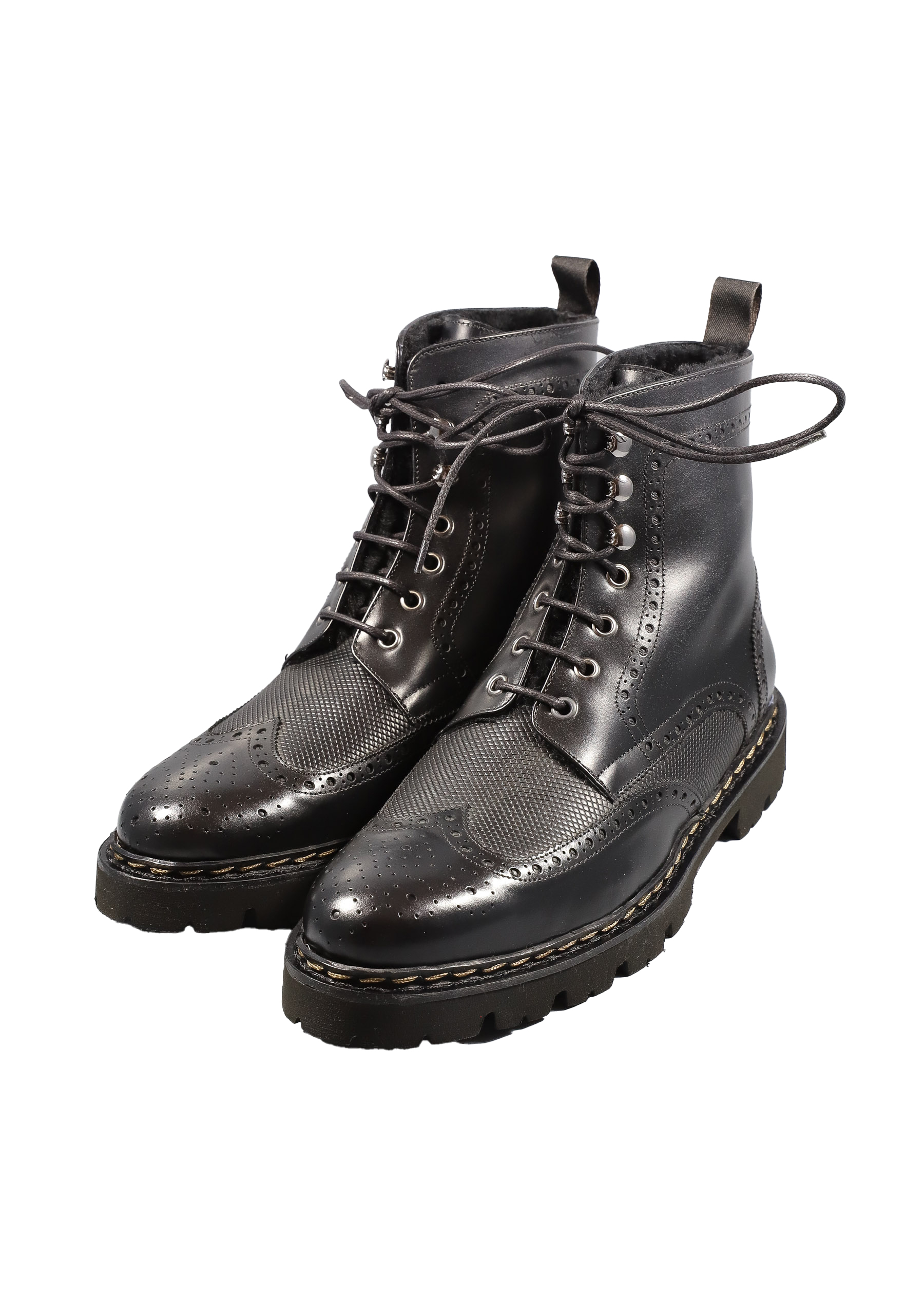 Original Italienische Stiefeletten Schwarz Leder Herren A612 – Bild 5