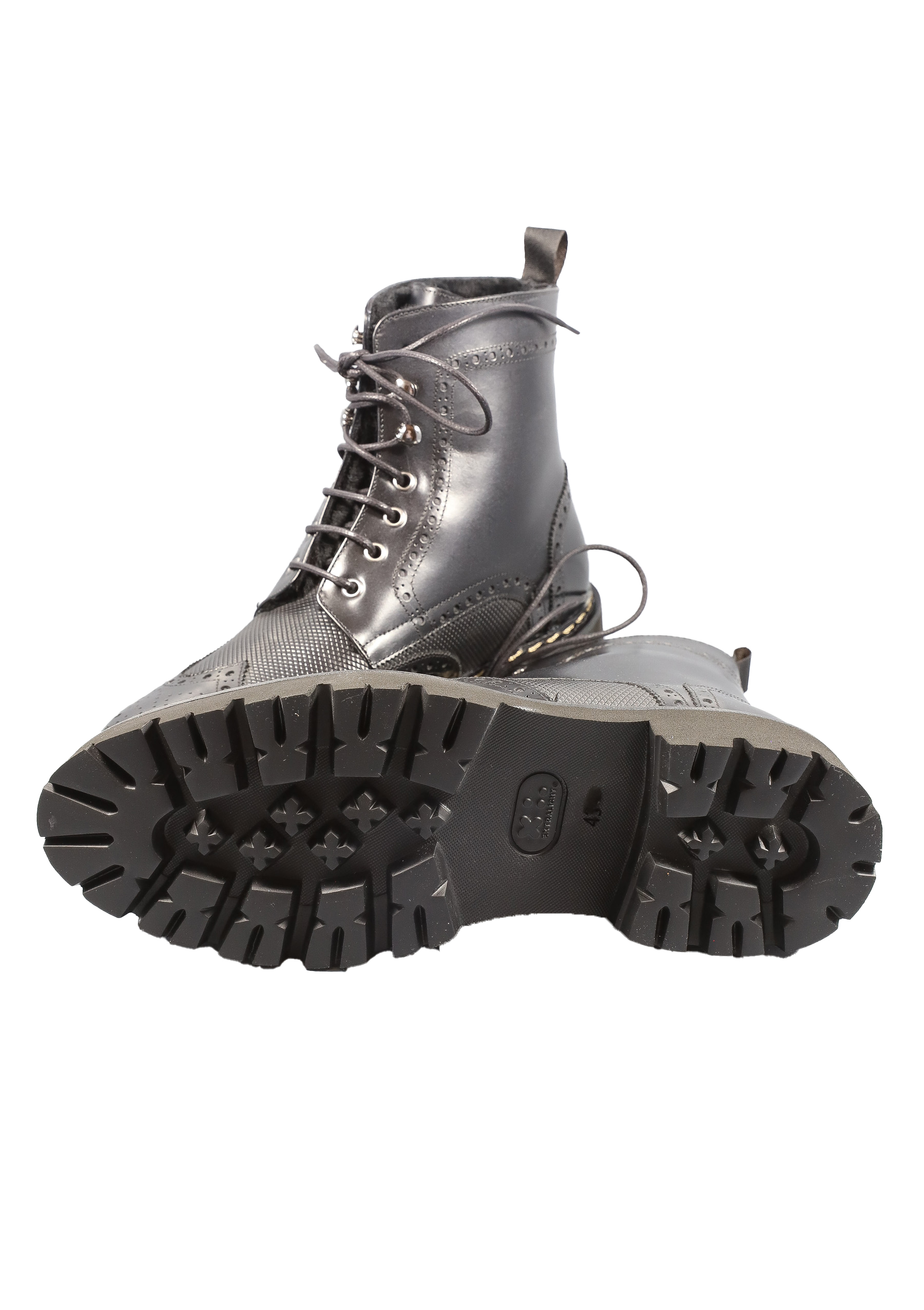 Original Italienische Stiefeletten Schwarz Leder Herren A612 – Bild 2