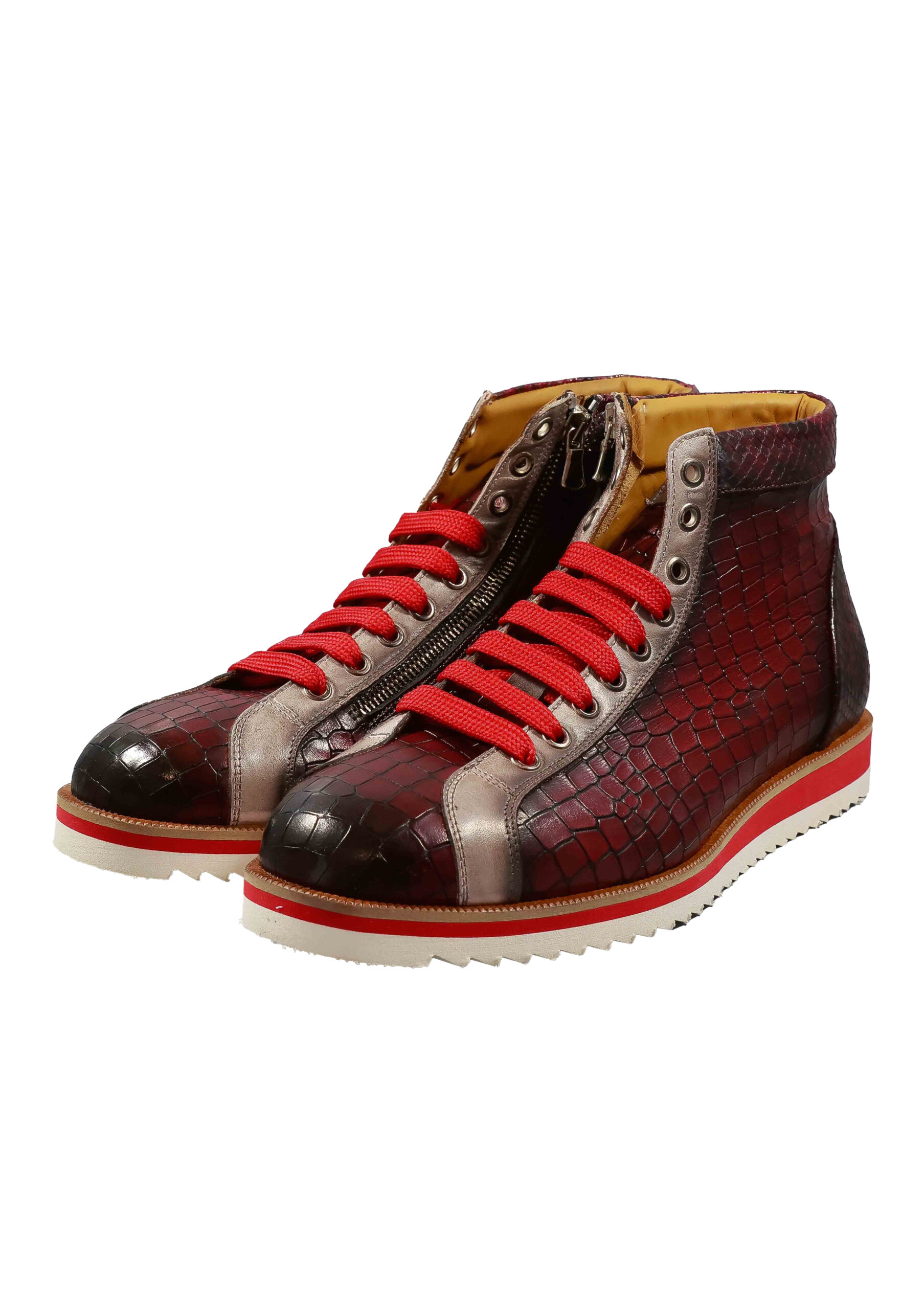 Original Italienische Sneakers Rot Leder Herren A706 – Bild 4