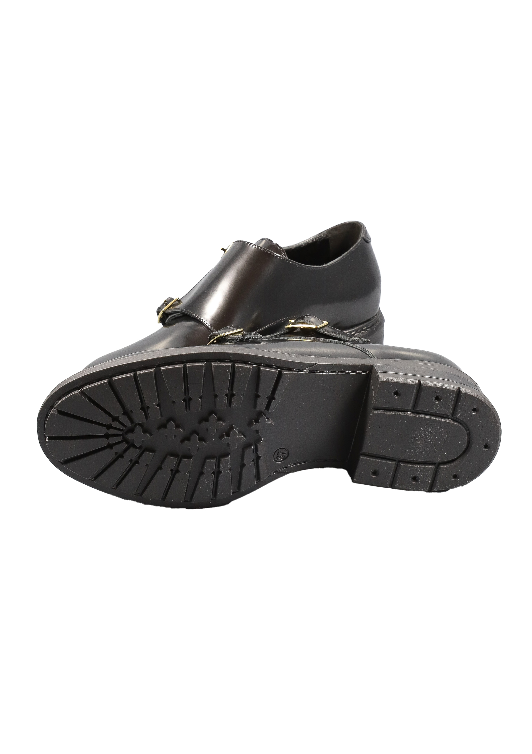 Original Italienische Cityschuhe Schwarz Leder Damen B627 – Bild 2