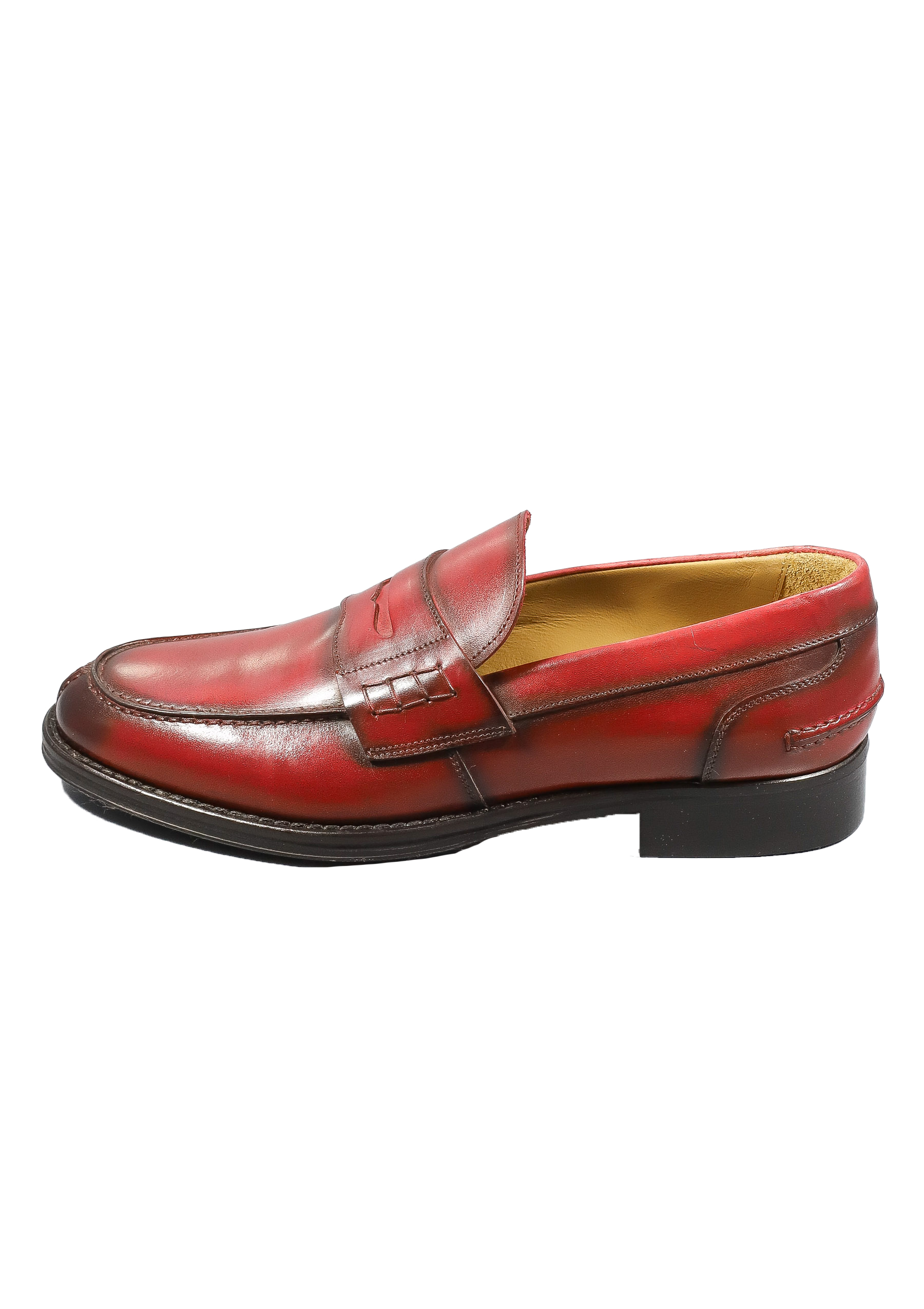 Original Italienische Loafer Rot Leder Herren A617