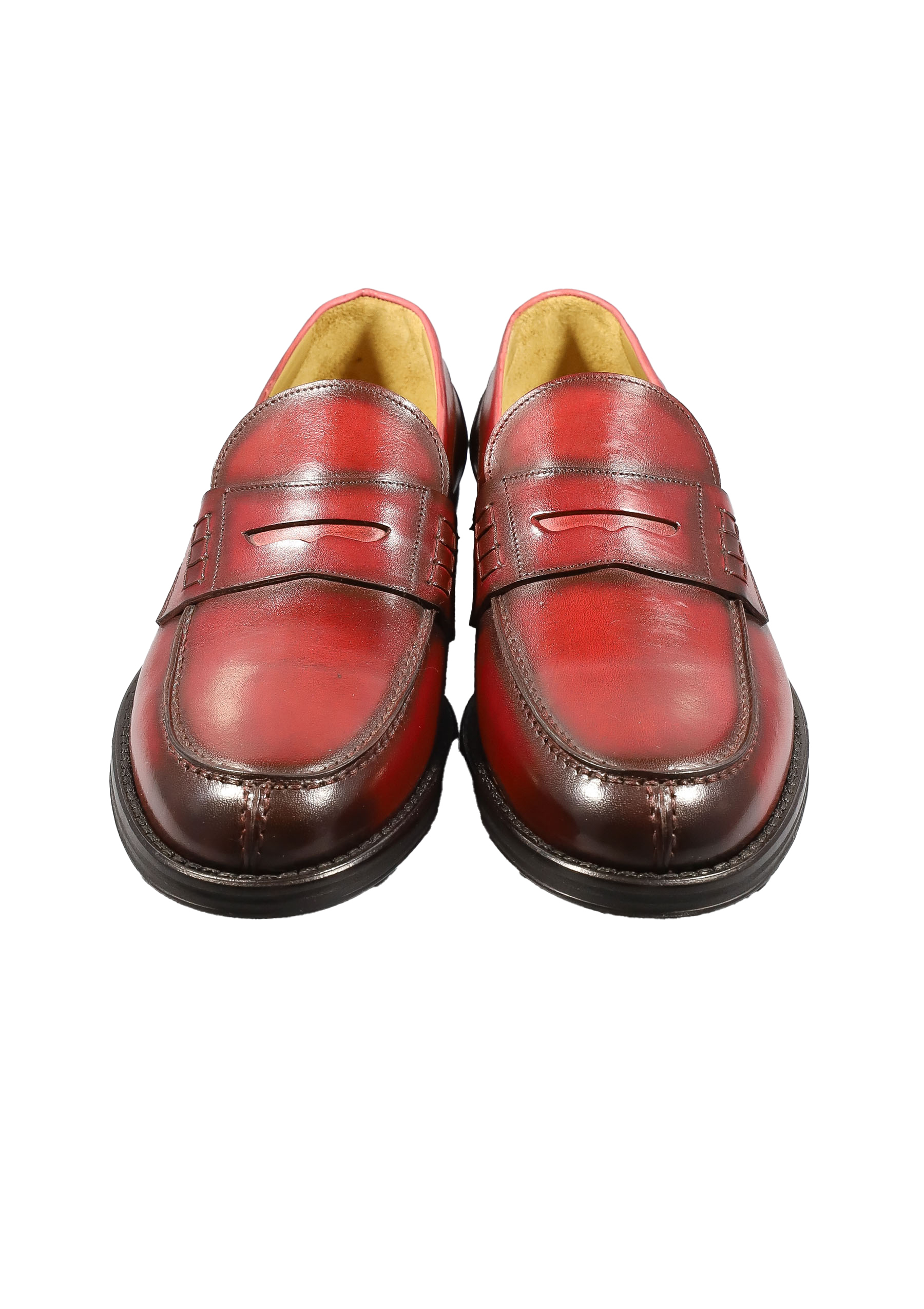 Original Italienische Loafer Rot Leder Herren A617 – Bild 2