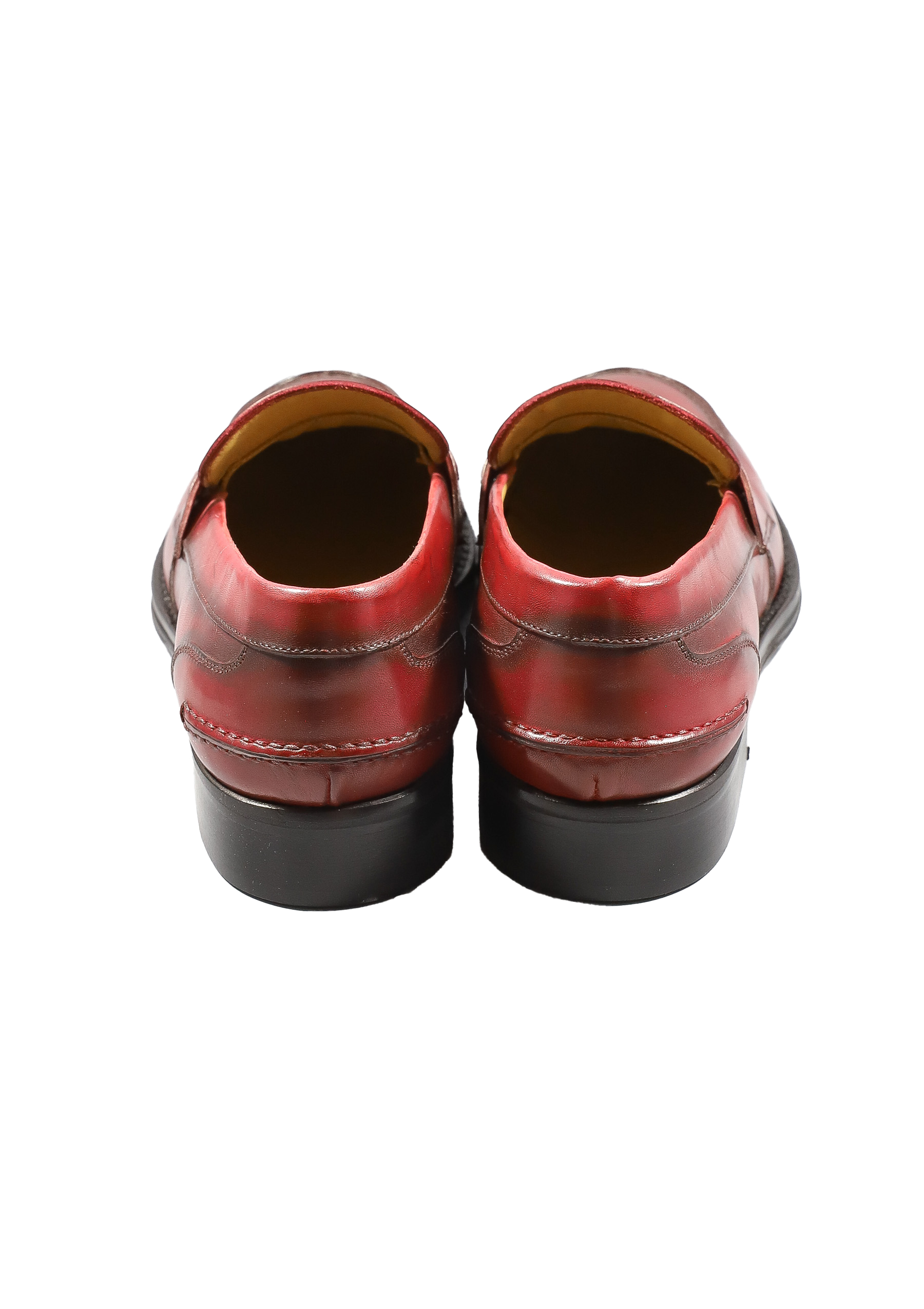 Original Italienische Loafer Rot Leder Herren A617 – Bild 3