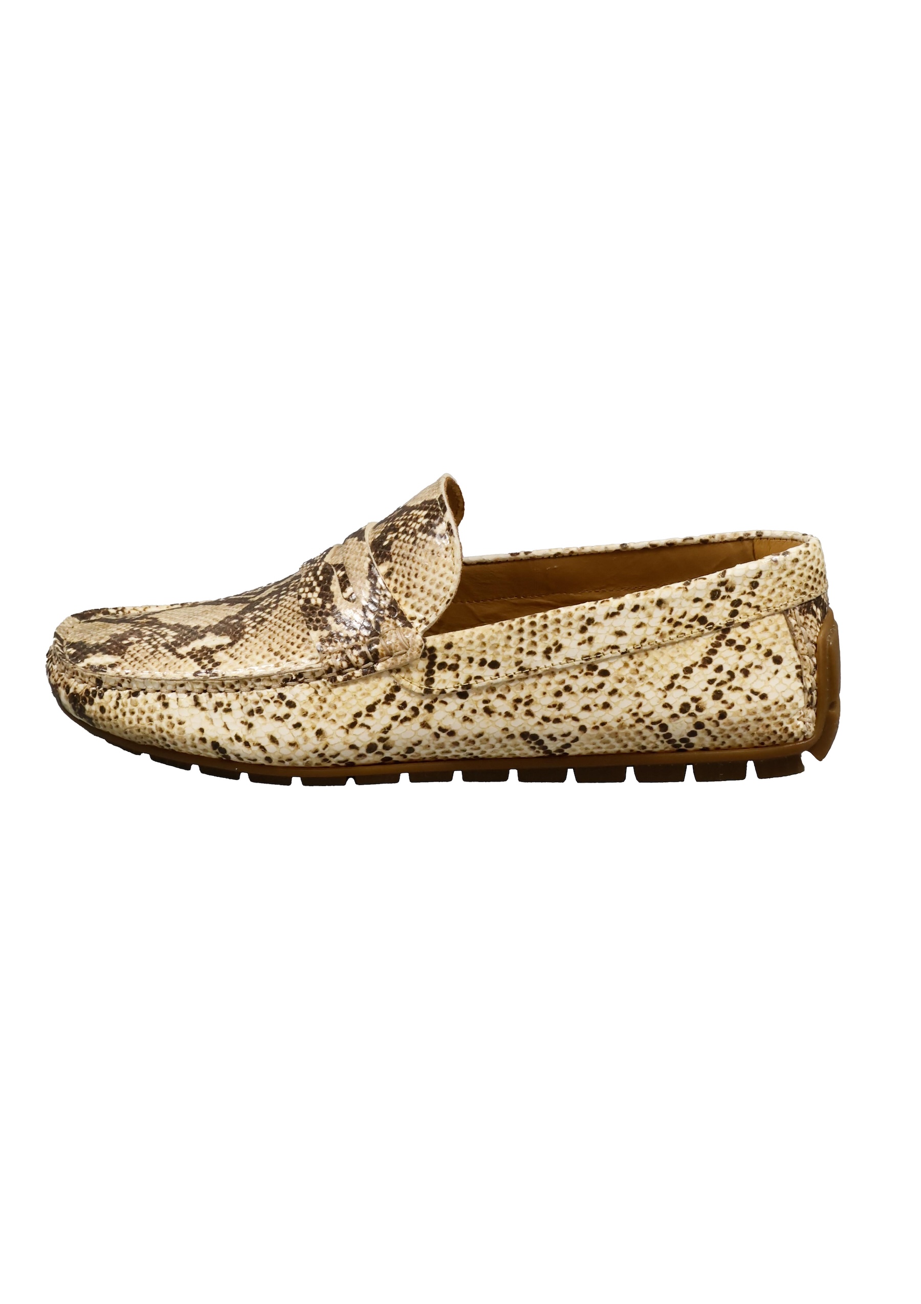 Original Italienische Loafers Reptilienmuster beige Leder Herren A670