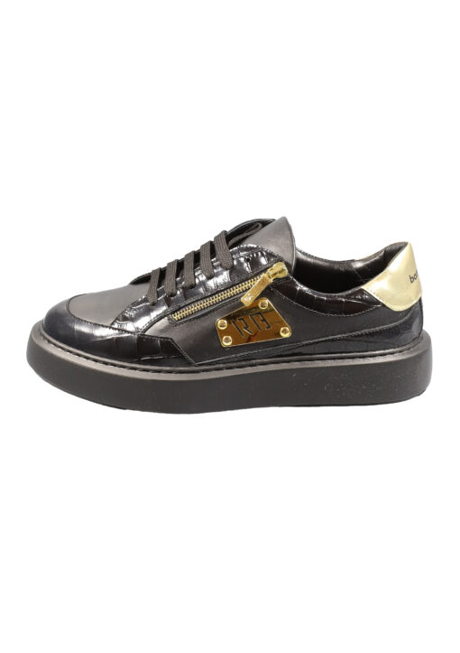 Original Italienische Sneakers Schwarz Leder Herren A618