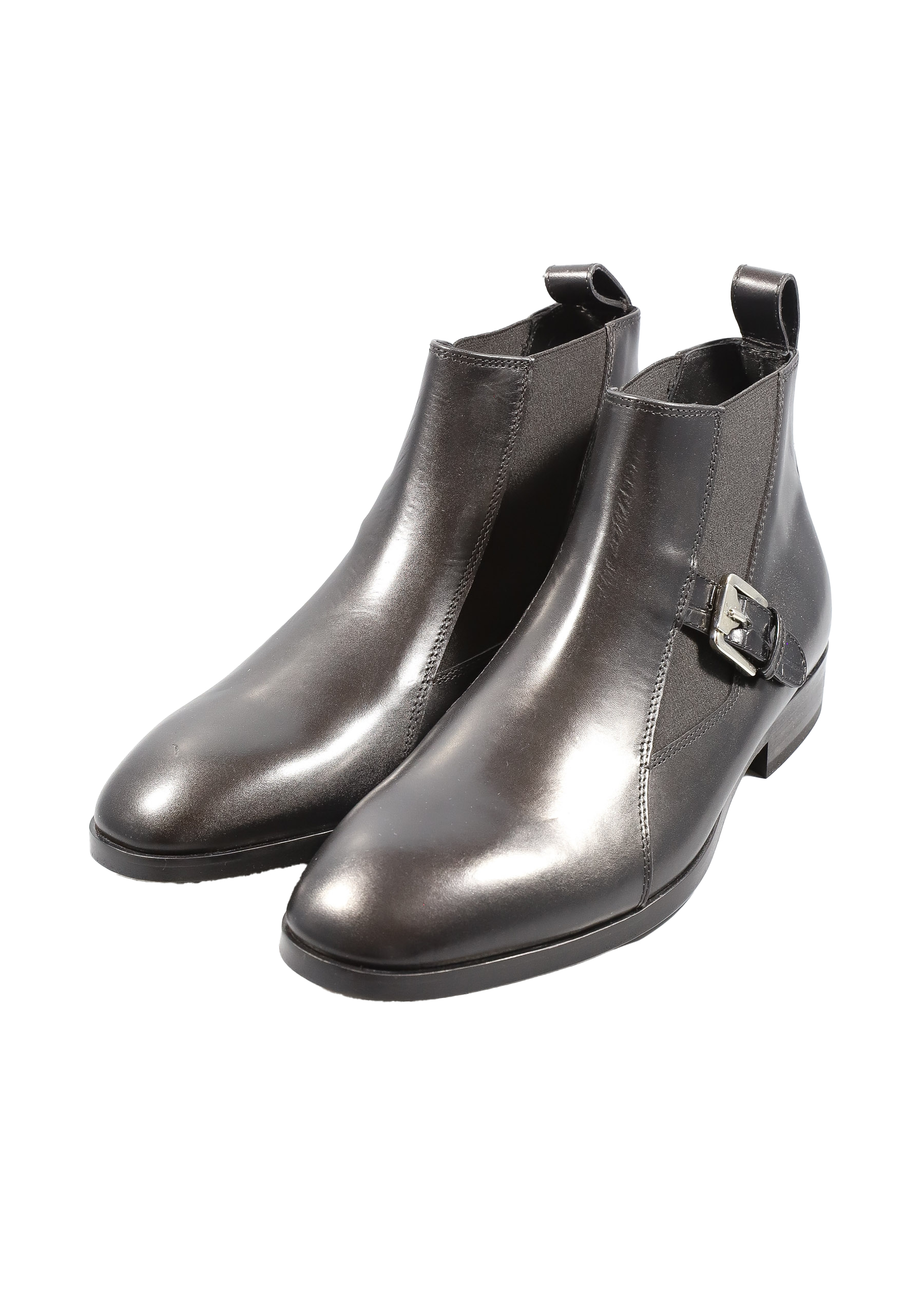 Original Italienische Stiefeletten Schwarz Leder Herren A619 – Bild 2