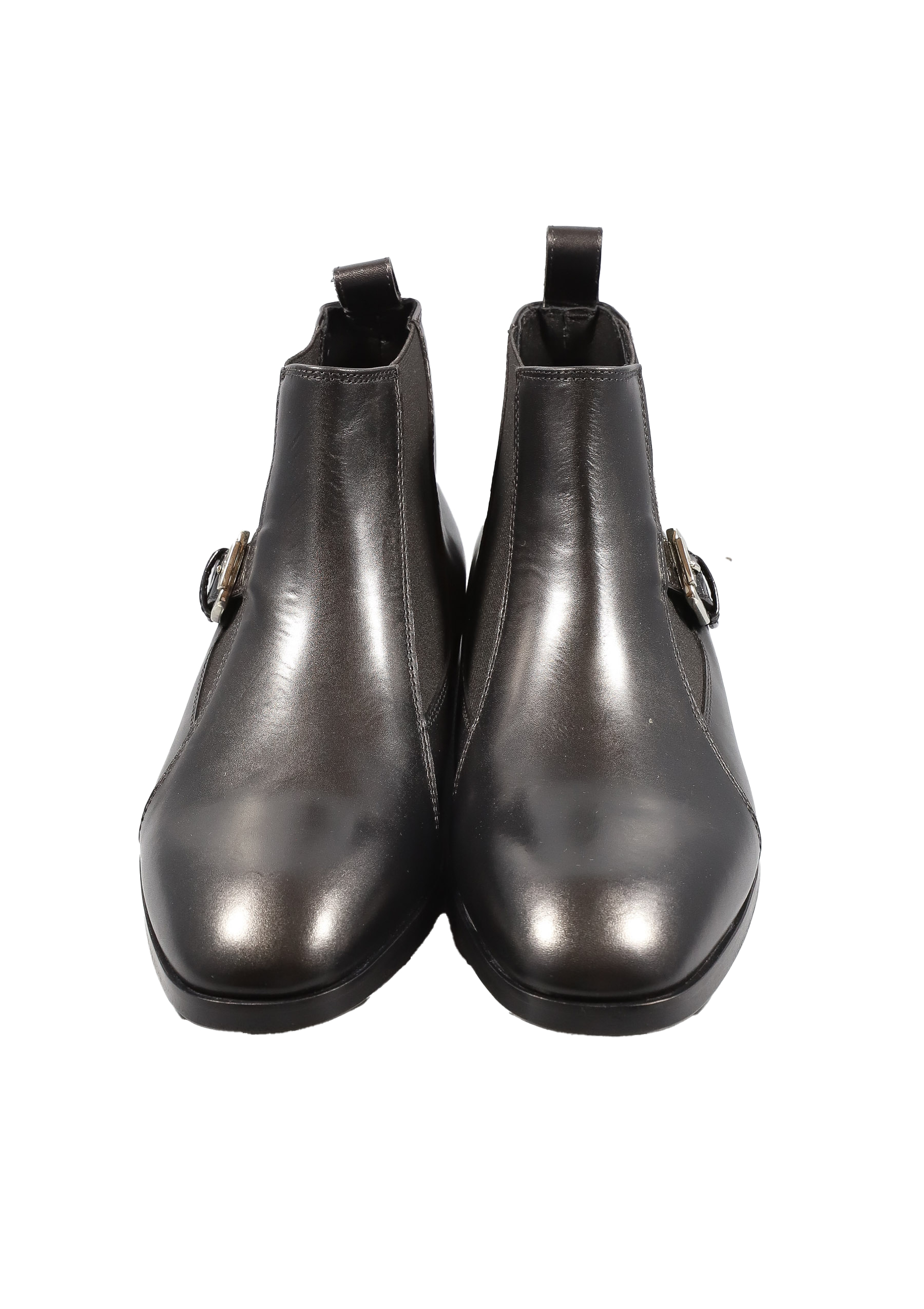 Original Italienische Stiefeletten Schwarz Leder Herren A619 – Bild 4