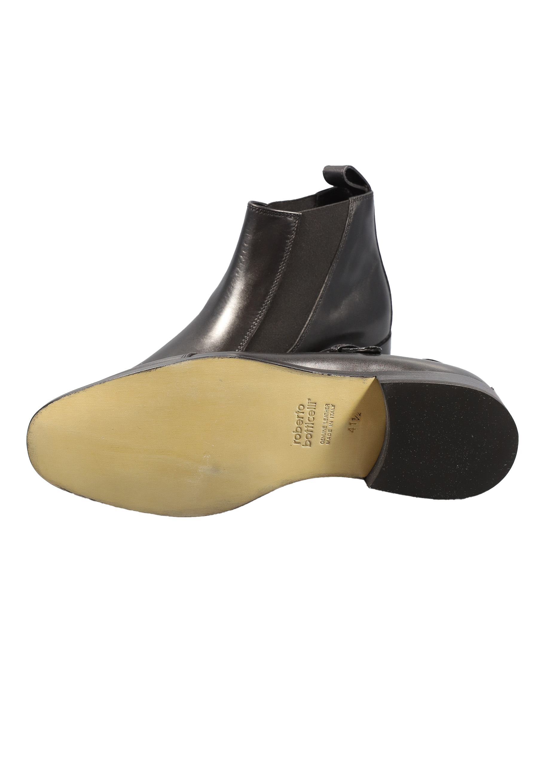 Original Italienische Stiefeletten Schwarz Leder Herren A619 – Bild 3